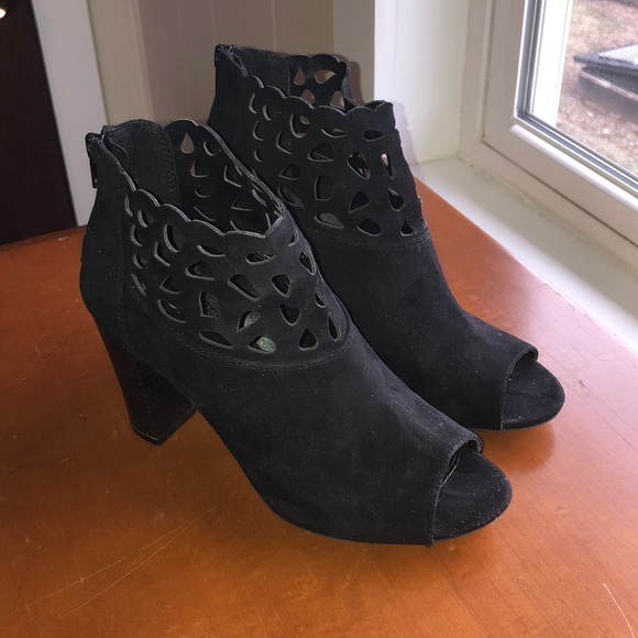 Open Toe Black Heels (worn once) - Picture 1 of 6